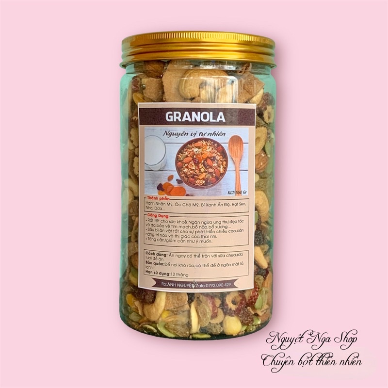 520g Granola ăn kiêng siêu hạt không yến mạch Nguyệt Nga Shop