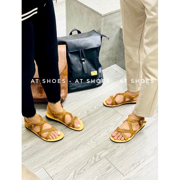 Dép Sandal Unisex Cao Cấp Da Bò Thật Sandal Quai Ngang Nam Nữ Trẻ Trung Đế Caosu Chống Nước Atshoes XDxsg202