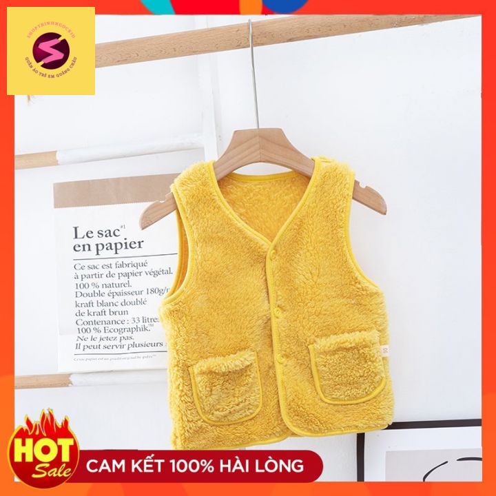 Áo gi lê khoác trẻ em, áo gile hàng quảng châu không rụng lông cho bé trai bé gái