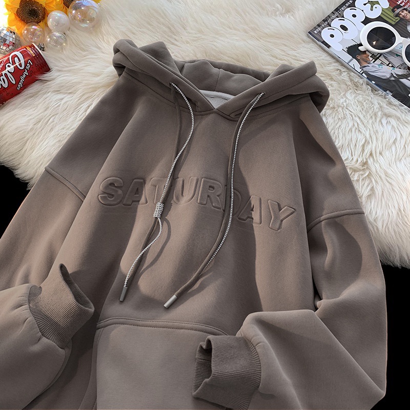 Áo Hoodie SATURDAY chữ nổi FKZ Unisex nam nữ form rộng chất nỉ cotton Hàn cao cấp