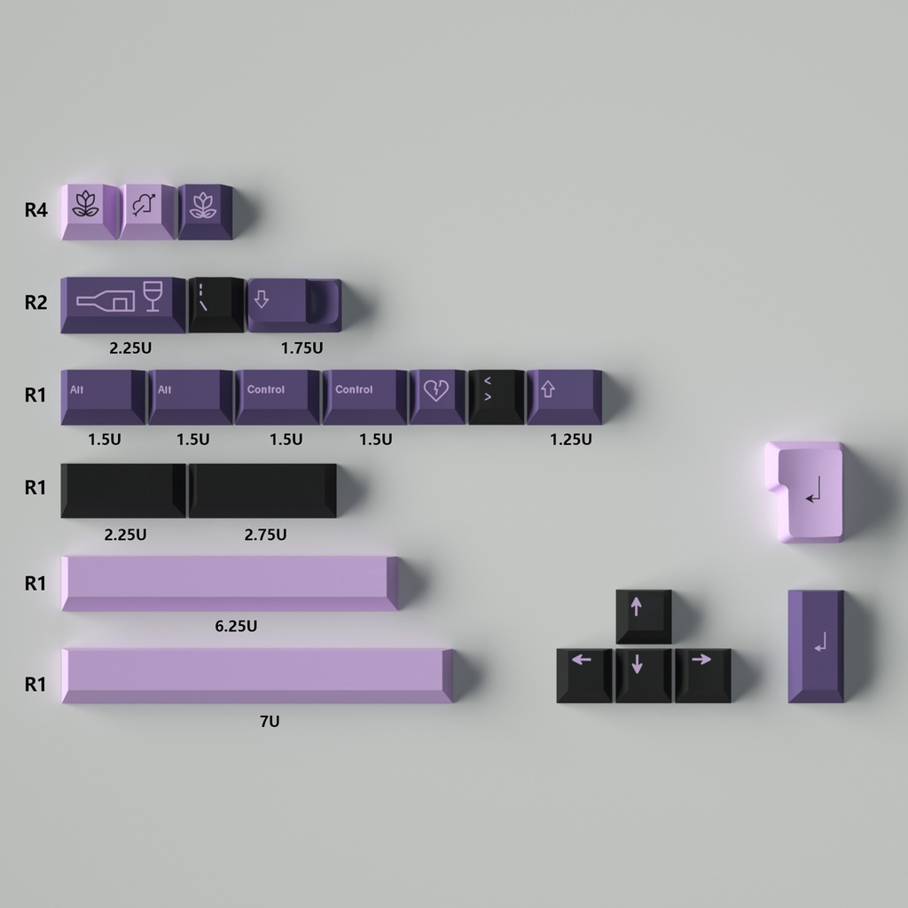 Bộ nút bàn phím cơ | Keycap Cherry First Love Purple PBT Dyesub - English