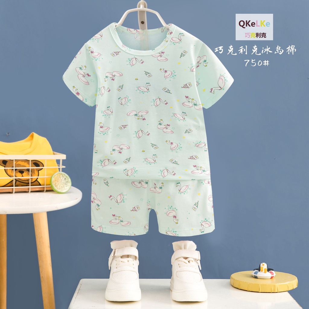 Đồ bộ xuất hàn QiQi,Kaikai cho bé gái – Bộ Cotton 4 chiều quảng châu xuất hàn