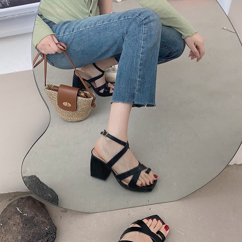 SANDAL  ĐẾ CAO 10cm LOLITA MŨI VUÔNG PHONG CÁCH THỜI TRANG CÁ TÍNH MẪU MỚI 2023