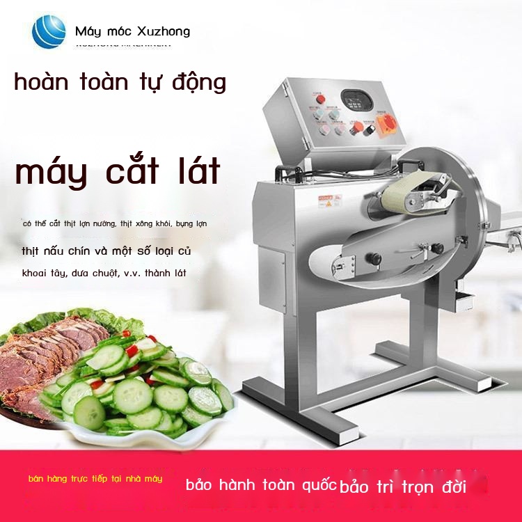 Máy thái thịt chín tự động căng tin siêu thị thiết bị nhà bếp dưa và trái cây nướng thịt chín đa chức năng máy thái đồ n