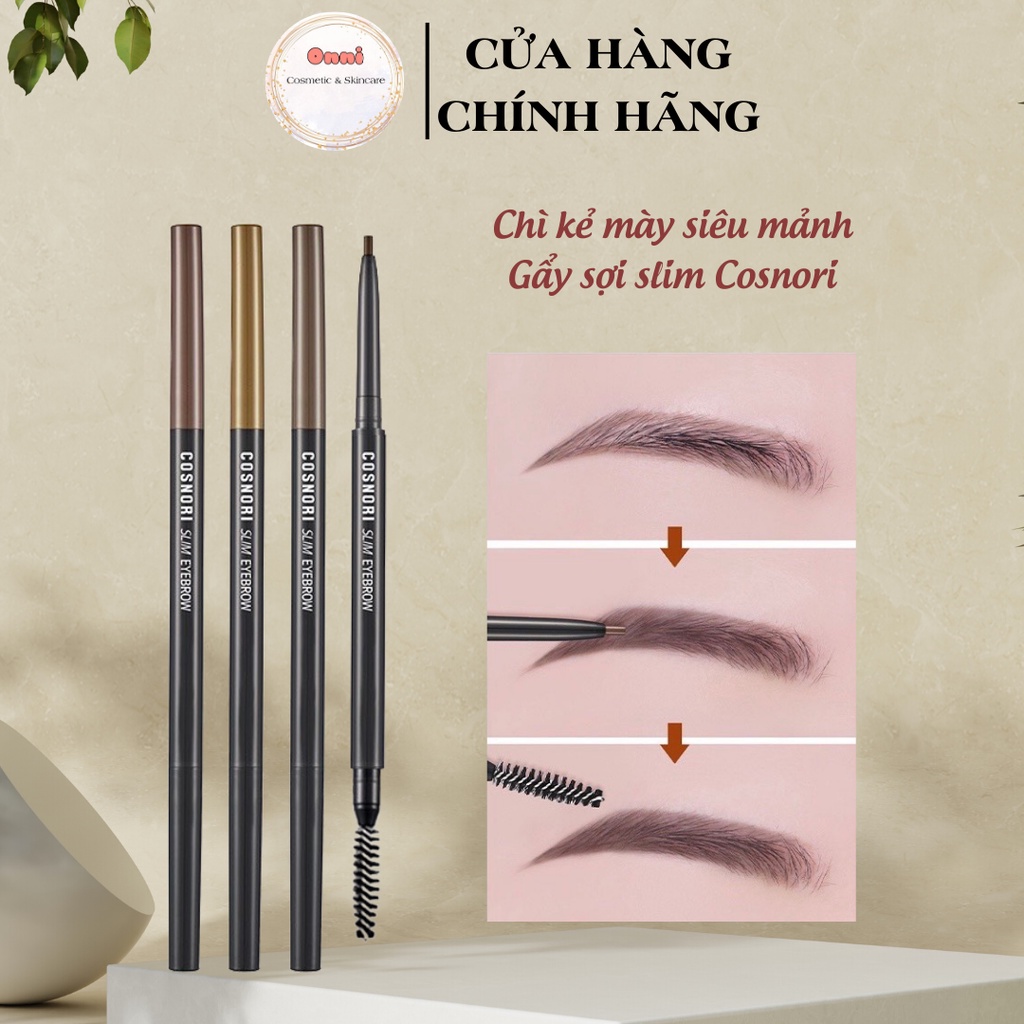 Chì kẻ mày siêu mảnh 2 đầu Slim Eyebrow Cosnori 0.13g