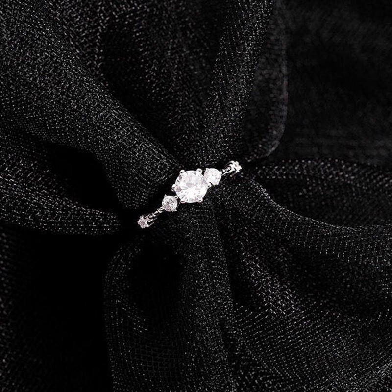 Nhẫn Hở Mạ Bạc 925 Đính Đá Zircon Phong Cách Hàn Quốc Cho Nữ