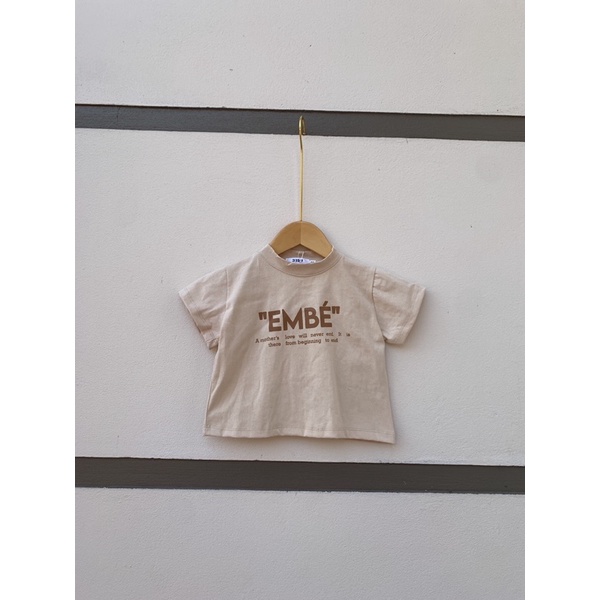 Áo thun, áo phông cotton 100% cho bé in chữ EMBE phong cách Hàn Quốc