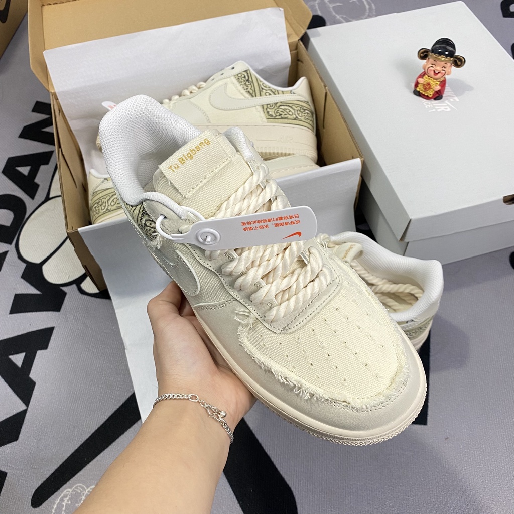 Giày Sneaker AF.1 T.U Big.Bang Dây Thừng- Af Panda Đen Trắng Hot 2023, Giày Thể Thao AF Thừng - Af Panda Móc Trắng Sc