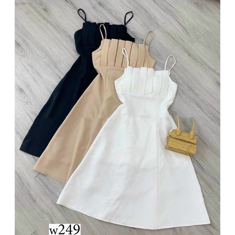 Váy 2 dây xếp ly ngực
