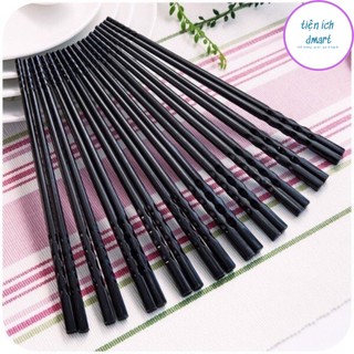 Bộ 10 đôi đũa nhựa phíp đen cao cấp phong cách Nhật Bản