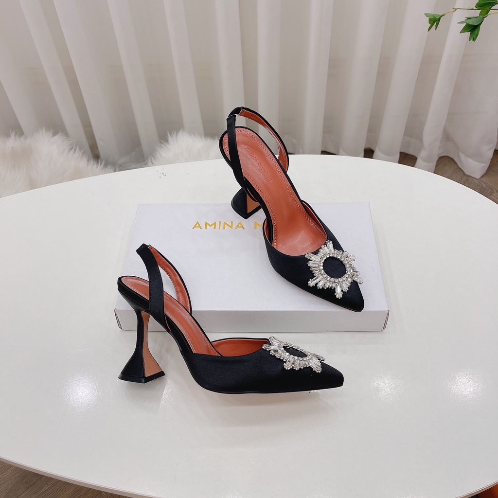 Sandal lụa đá mặt trời gót loe chuẩn hãng cao cấp