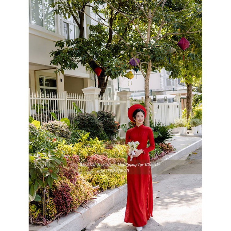 Áo Dài Cưới 4 Tà Cô Dâu Màu Đỏ MB13