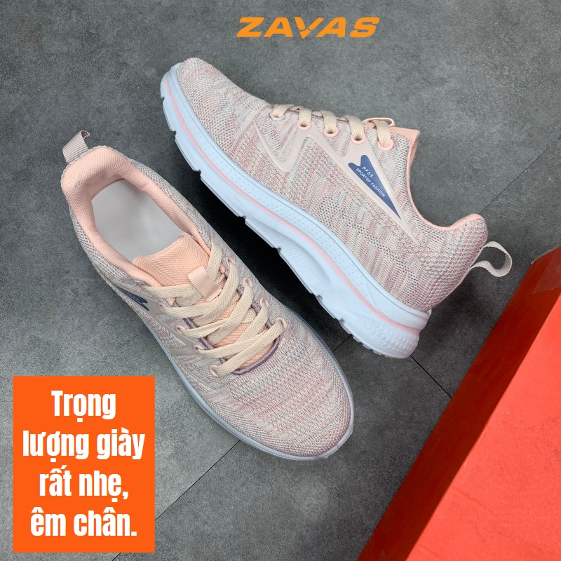 Giày thể thao sneaker nữ êm nhẹ ZAVAS lưới flynit thoáng khí công nghệ ép nhiệt cao 3cm - S408