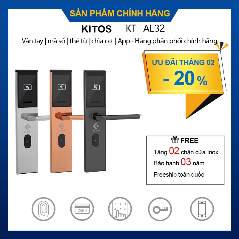 Khóa cửa thông minh Kitos KT 883 - Chính hãng - Giá rẻ - Tặng quà lớn, miễn phí lắp đặt