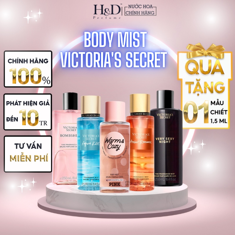 Xịt thơm toàn thân body mist Victoria's Secret dành cho phái nữ dưỡng ẩm cho da, lưu hương lâu chiết