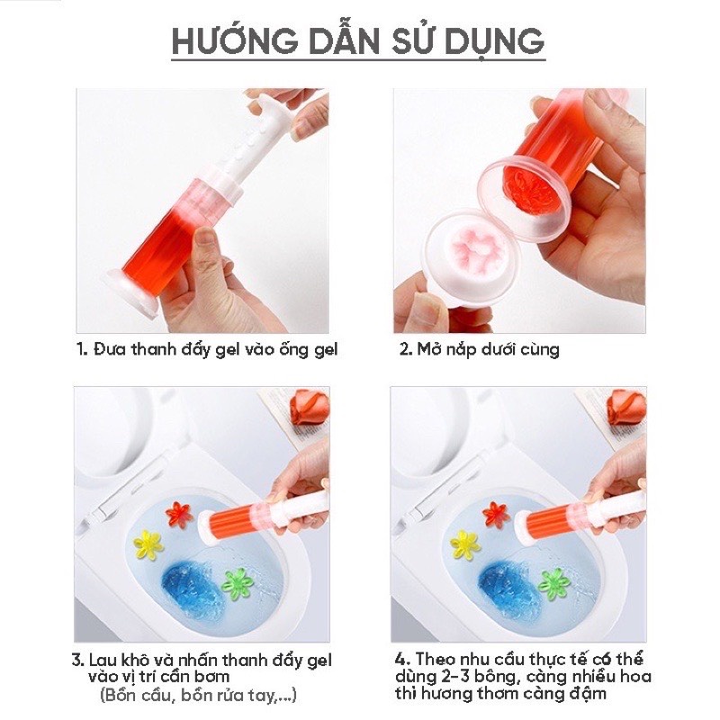 Gel khử mùi bồn cầu diệt khuẩn toilet gel dính bồn cầu dạng thạch hình bông hoa với 5 mùi thơm