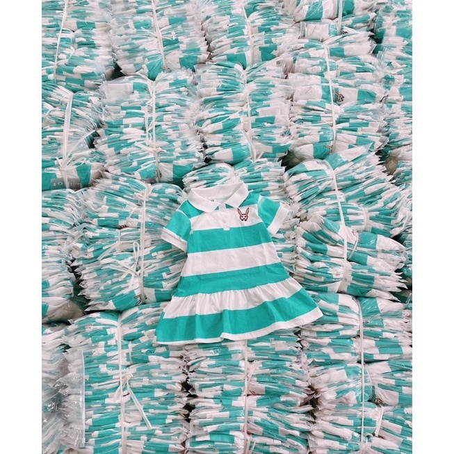 Váy polo kẻ xanh đuôi cá cho bé