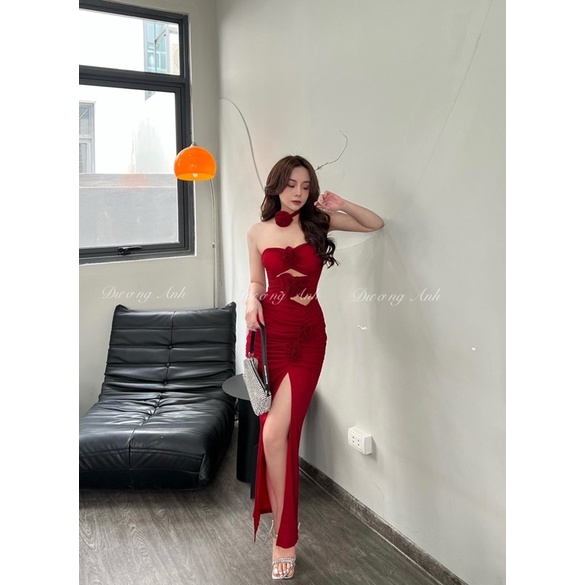 Váy body lưới cúp ngực đính hoa đầm nữ dự tiệc gợi cảm