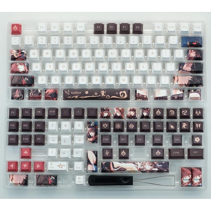 Keycap Hình Anime Trắng Đen Ứng Với 87/108/98 Bàn Phím Cơ