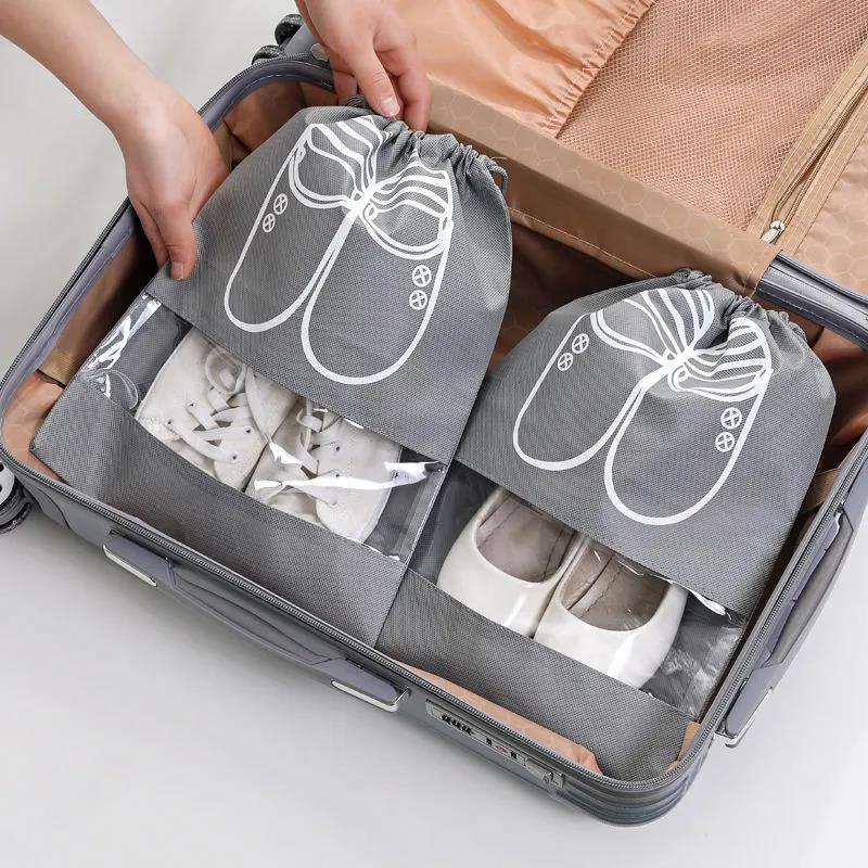 Túi Đựng Giày Dép Du Lịch, Thể Thao, Đá Banh Có Dây Rút Hoạ Tiết Chống Bụi Bẩn Tiện Lợi