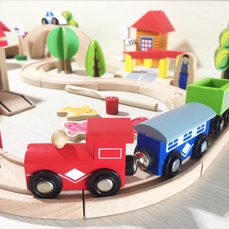 Bộ đồ chơi mô hình đường ray xe lửa bằng gỗ cao cấp cho bé toystore FUDAER
