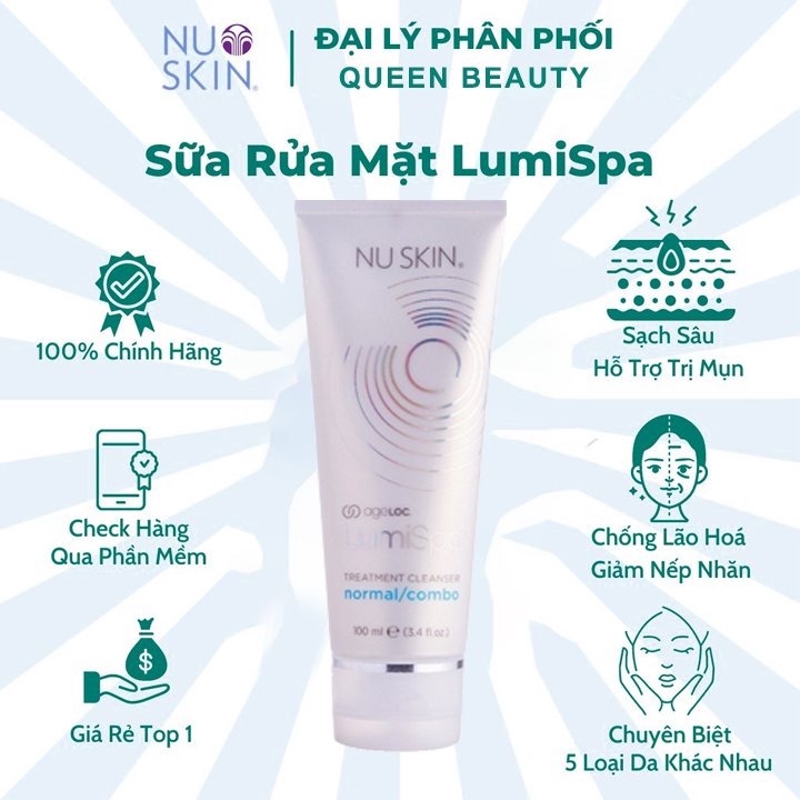Sữa rửa mặt ageLOC LumiSpa® Nuskin Mỹ 100ML/TUÝP giúp sạch, se khít lỗ chân lông (5 loại da)