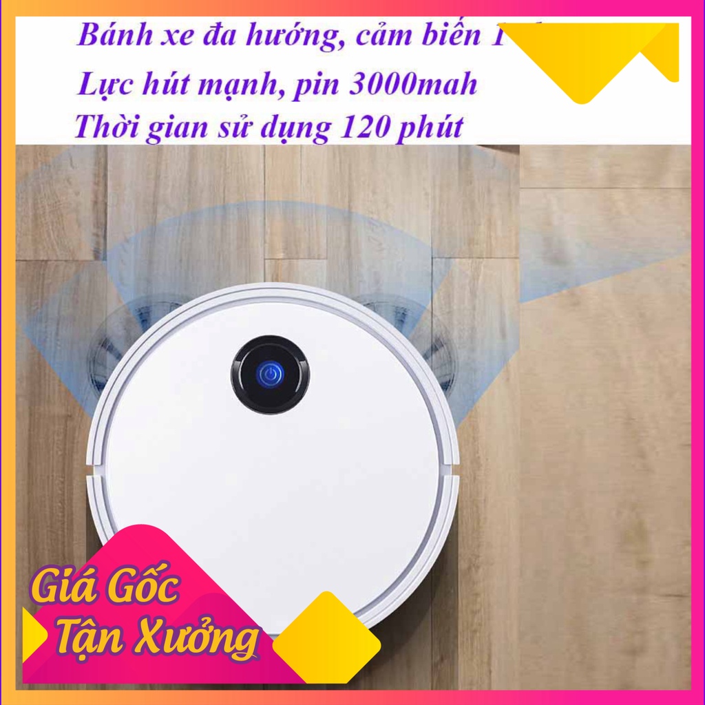 Robot Hút Bụi Lau Nhà,Máy Hút Bụi Phiên Bản Nâng Cấp, Lực Hút Cực Mạnh 3000mah, Cảm Biến Thông Minh, Pin Trâu