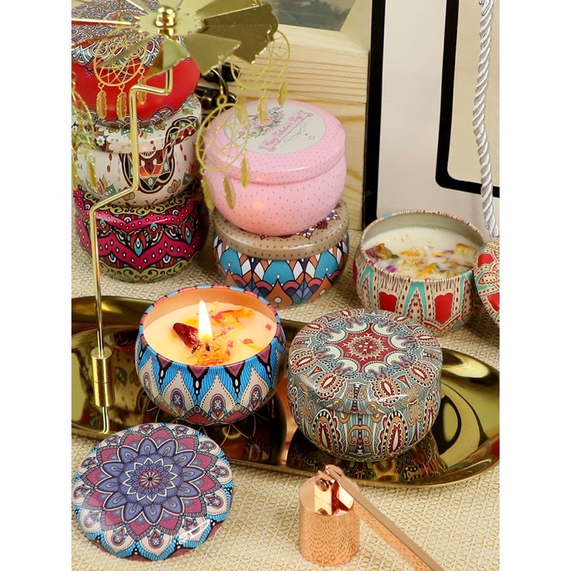 Set 4 nến thơm cao cấp không khói thư giãn hoa khô thiên nhiên quà tặng decor trang trí sang trọng MAR ORIGINALS STORE