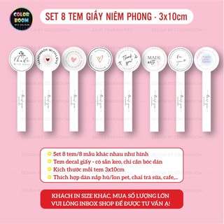 Set 8 Tem Giấy Niêm Phong - Size 3x10cm