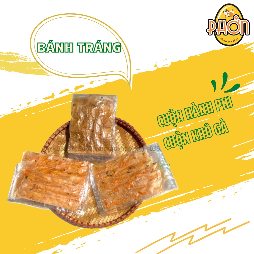 [SIÊU RẺ - NGON] Bánh Tráng Cuốn Hành Phi, Cuộn Chà Bông, Cuốn Khô Gà, Tây Ninh, Túi 5 cuốn - Đồ Ăn Vặt Nhà Phởn