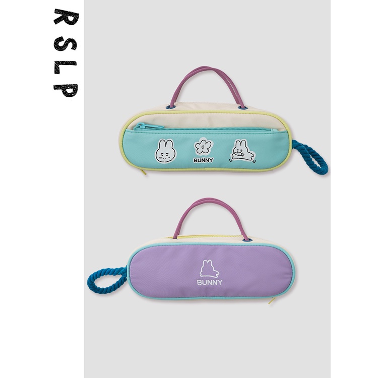 Ruosu good product 2023 new cute little rabbit contrast color large capacity student pencil bag multi-functional station