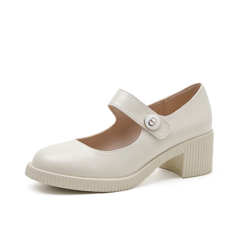 Giày da cao gót nữ Mary Jannes quay ngang, mẫu mã sang trọng