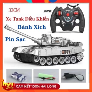 Xe Tăng Chạy Bánh Xích Điều Khiển Từ Xa Có Âm Thanh, Đèn Sống Động Sử Dụng Pin Sạc