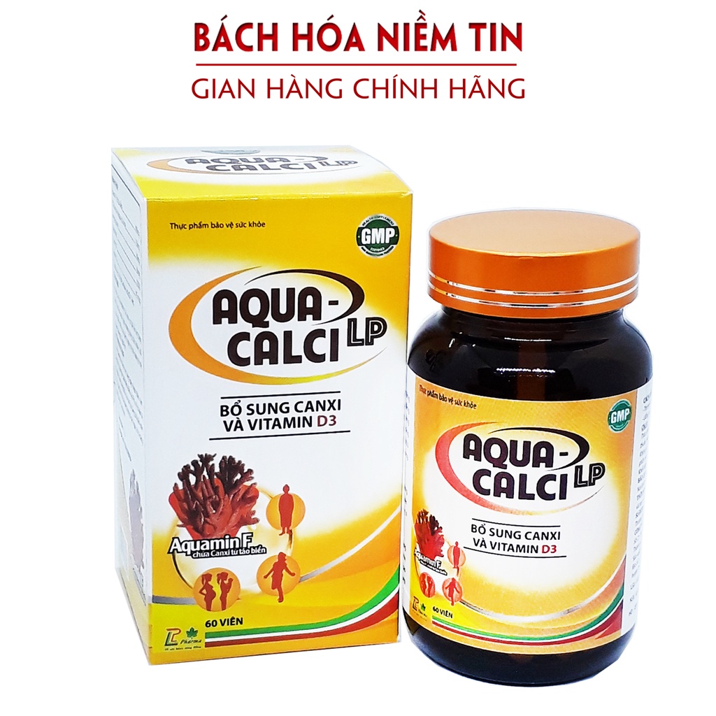 Viên Canxi từ tảo biển Aqua Calci LP - Bổ sung vitamin D3, K2 - Giúp xương chắc khỏe, ngừa loãng xương - 30 viên
