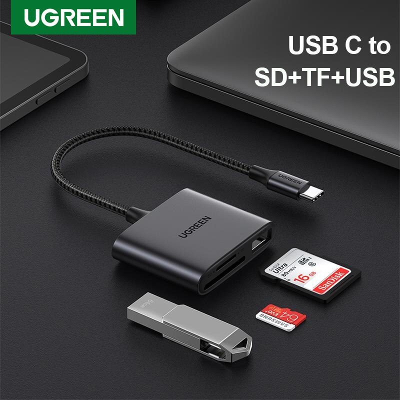 Đầu đọc thẻ SD/TF kèm OTG USB 3.1 Type-C Ugreen 80798 CM387 vỏ nhôm cao cấp