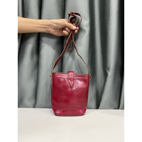 Túi si nhập Nhật dáng cái xô mini làm từ da mộc thật 100%