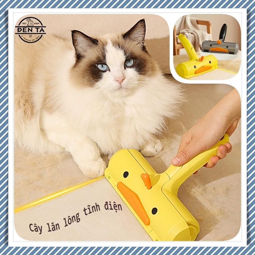 Cây lăn lông tĩnh điện lăn bụi quần áo gom lông chó mèo thú cưng trên sofa thảm giường – Đen Ta pet shop