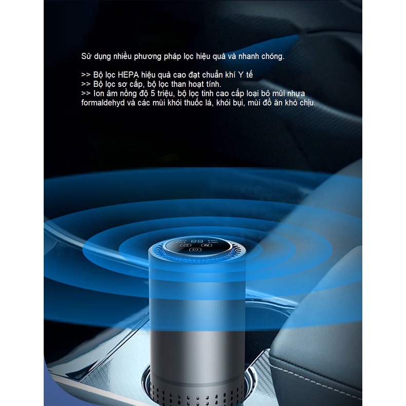 Máy lọc không khí, máy lọc không khí ô tô khử mùi - khử khuẩn - lọc bỏ khói, bụi mịn mùi hôi trong xe bảo hành 2 năm | BigBuy360 - bigbuy360.vn
