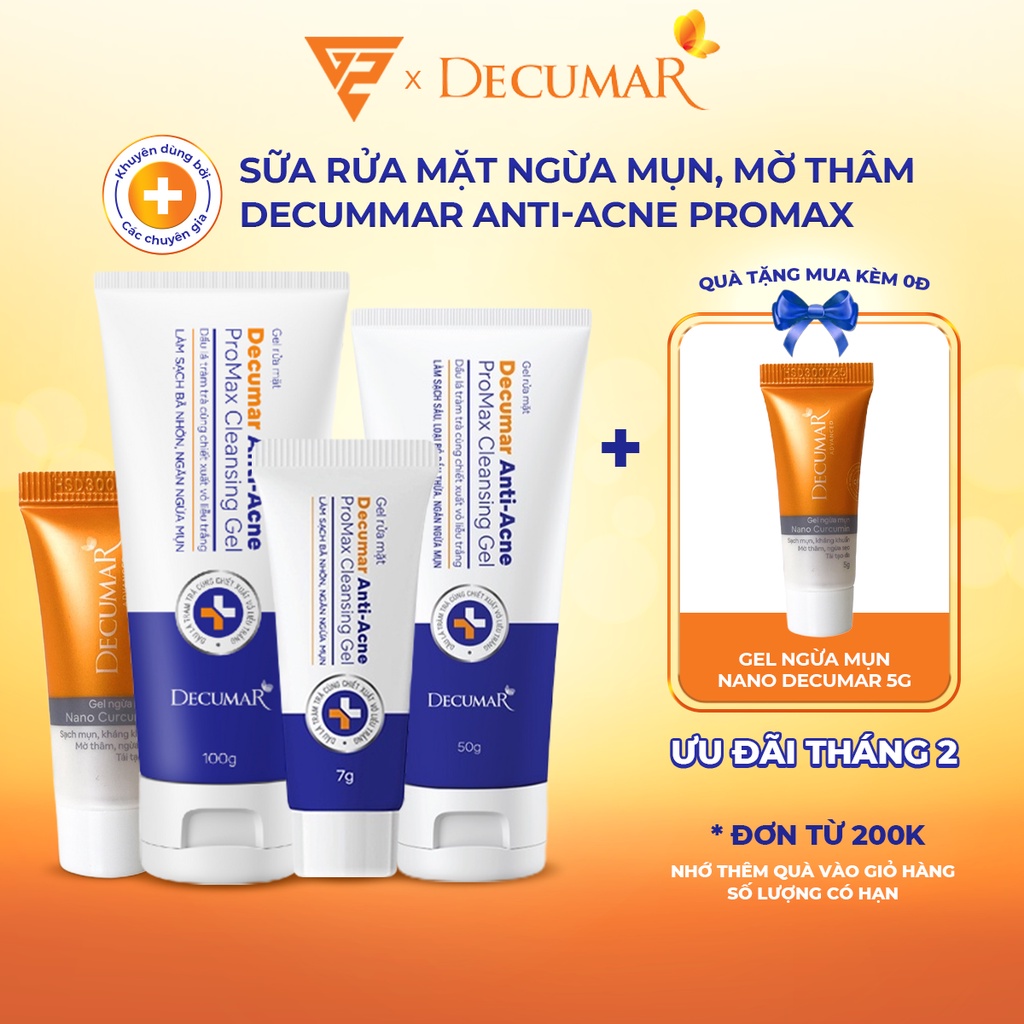 Sữa rửa mặt dạng gel ngừa mụn, mờ thâm, tái tạo da Decumar Anti-Acne Promax Cleansing Gel