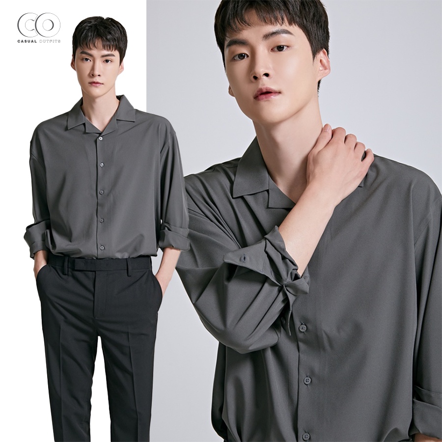 Áo sơ mi tay dài SPAO chất poly thun co giãn thoáng mát - 4 màu