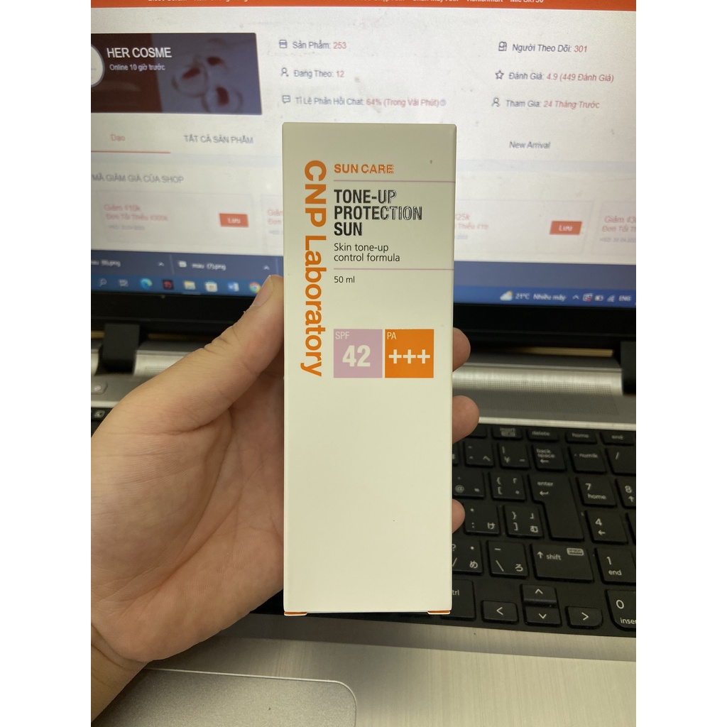 Kem chống nắng CNP LABORATOR Tone-Up Protection Sun SFP 42 PA +++