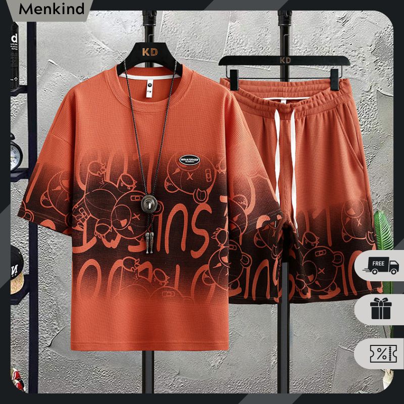 Bộ Đồ Nam Mùa Hè Áo Thun Tay Ngắn Dáng Rộng Quần Short Phối Màu Loang Unisex Thời Trang Mixxmen QA NAM 136V1