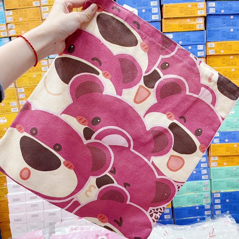 Túi Tote Vải Canvas Gấu Dâu Lotso Bear/Thỏ Tím/Kuromi Cute Đi Học, Đi Làm