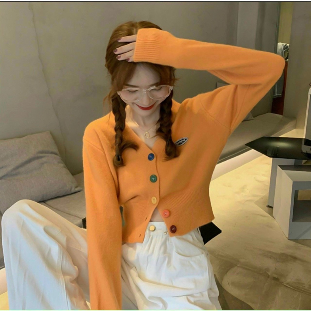 ÁO KHOÁC CARDIGAN THUN GÂN ĐỦ MÀU PHỐI NÚT XINH ĐẸP