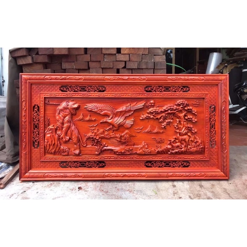 Tranh gỗ hương anh hùng tương ngộ rộng 127 cm . Tranh treo tường trang trí phong thuỷ gia đình, công ty , cửa hàng