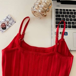 [đầm body hở lưng] Đầm Ngắn Hai Dây Dáng Ôm Màu Đỏ Phong Cách Pháp Cổ Điển Thời Trang Mùa Hè Xinh Xắn Dành Cho Nữ