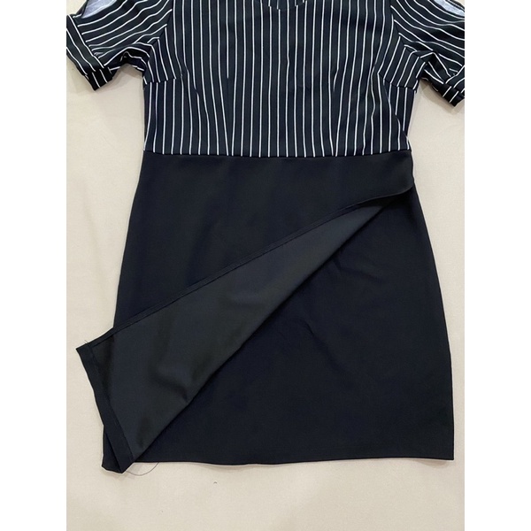 Đầm thun kẻ đen sọc trắng xuất khẩu  - Thanh lý vnxk