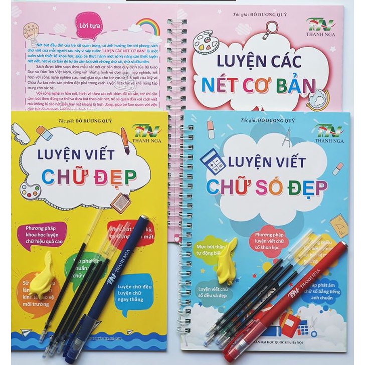 Combo Bộ 3 Quyển Luyện Viết - Bút Thần Kỳ Tự Xóa. Đồ dùng học tập cho bé.