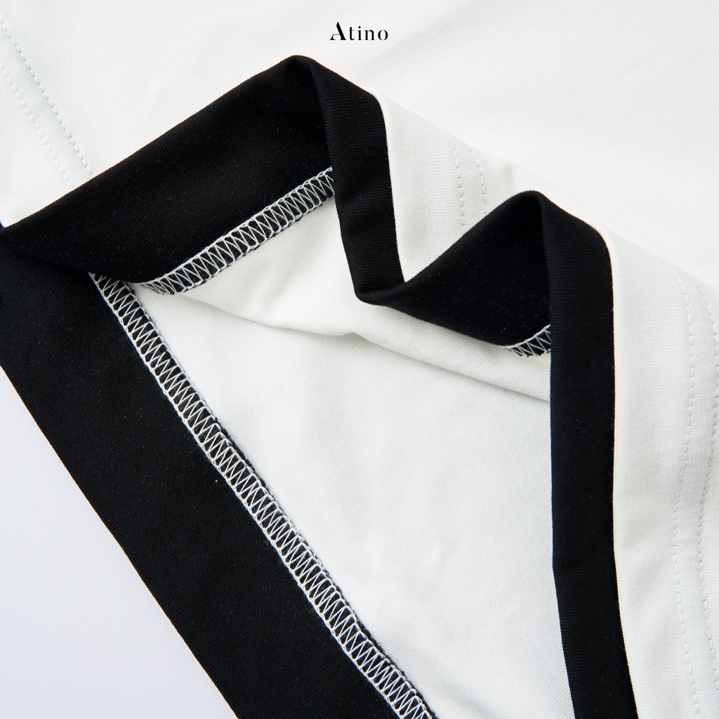 Áo Phông Nam Cộc Tay Cổ Tròn viền  ATINO chất liệu Cotton thoáng mát bền form Regular AP2.2992