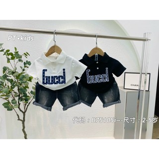 Set bộ áo polo gucci mix quần bò bé trai 12-20kg